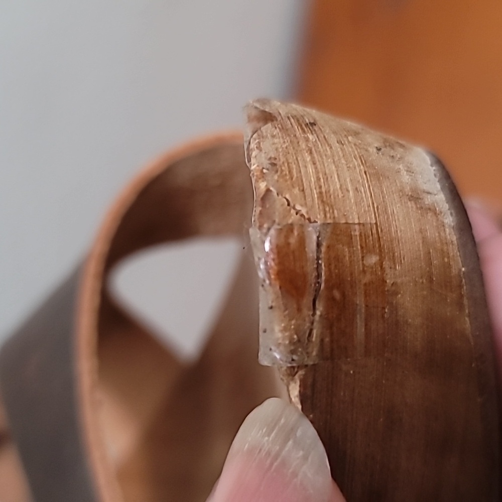 VINTAGE DIESEL‎ WOMEN'S BROWN LEATHER AND WOOD BLOCK HEEL SANDAL SZ 6 - Picture 8 of 9